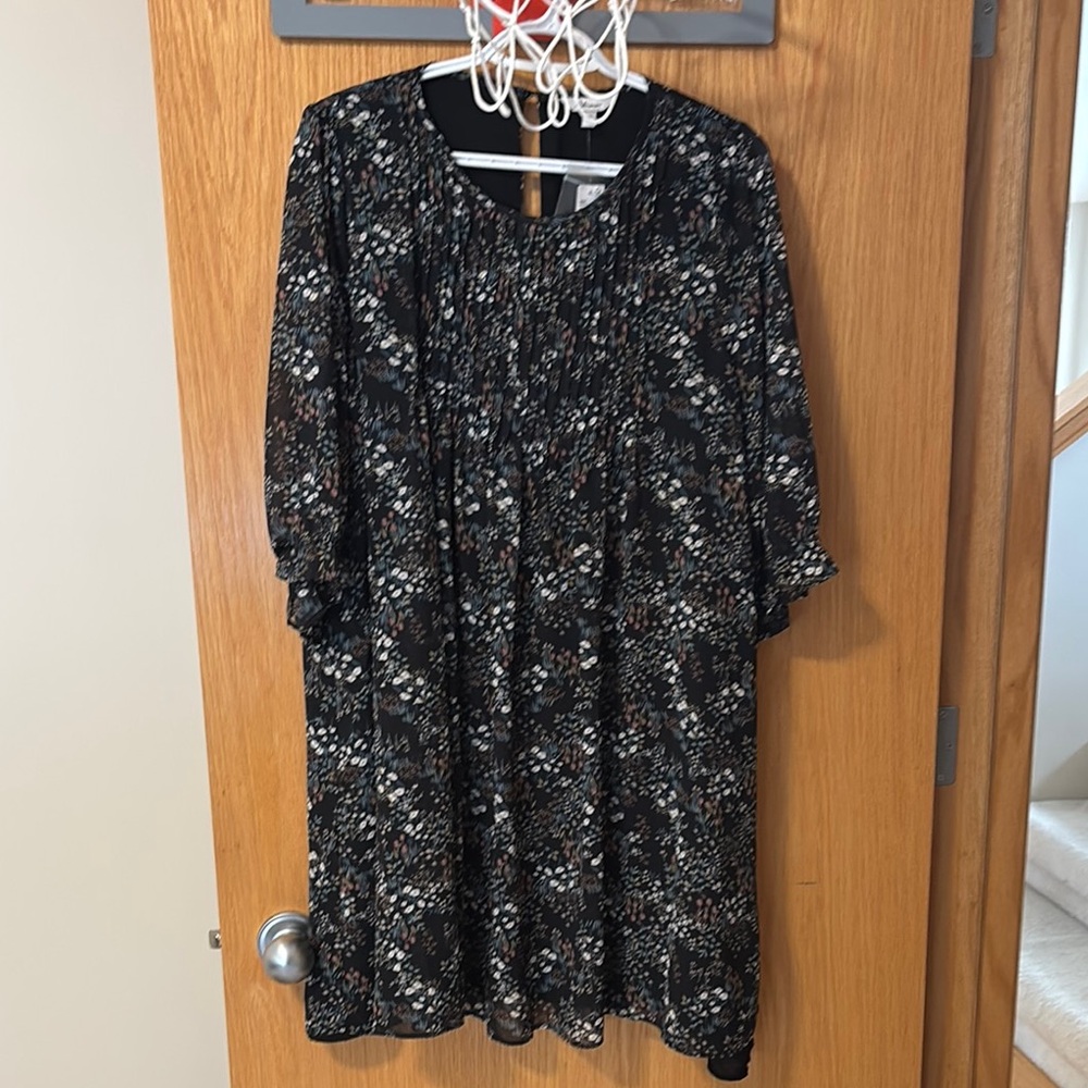 Reitmans Black Sundress with 3/4 Dolman Sleeves and Crew Neck